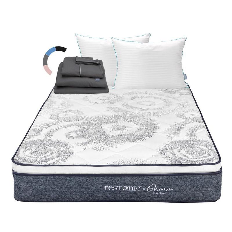 Colchon Individual Restonic Ghana Azul+ Almohada Royal Twin+ Sabanas Royal RGH