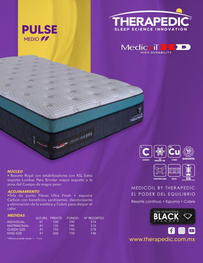 Colchon Therapedic Matrimonial Medic Pulse HD