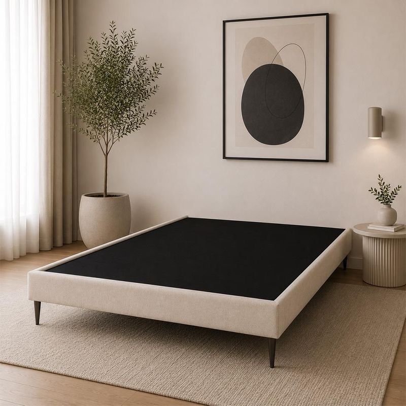 Base Cama Slim Queen Size Rogga Beige Claro RGH