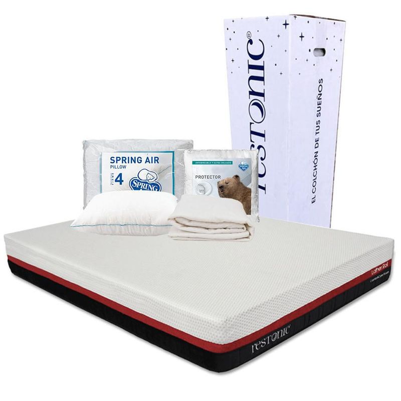 Colchón King Size Restonic Roll + Almohada Osos + Protector Ultra TRY