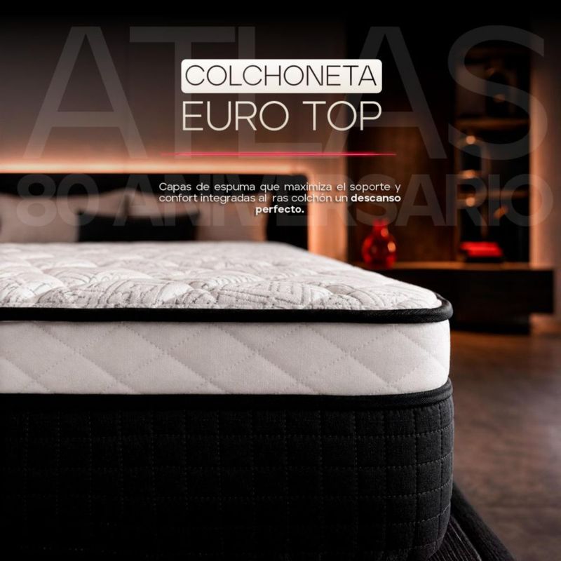 Colchón King Size 80 Aniversario Atlas del Descanso +  2 Almohadas y Bocina de Regalo
