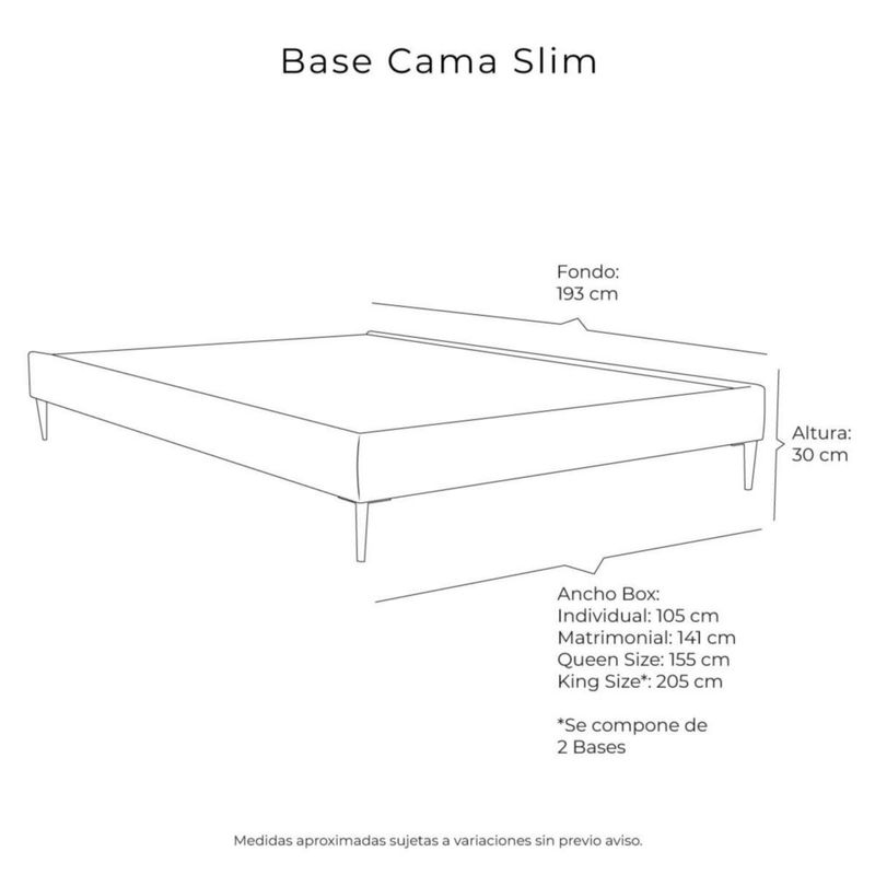 Base Cama Slim Matrimonial Rogga Negro RGH