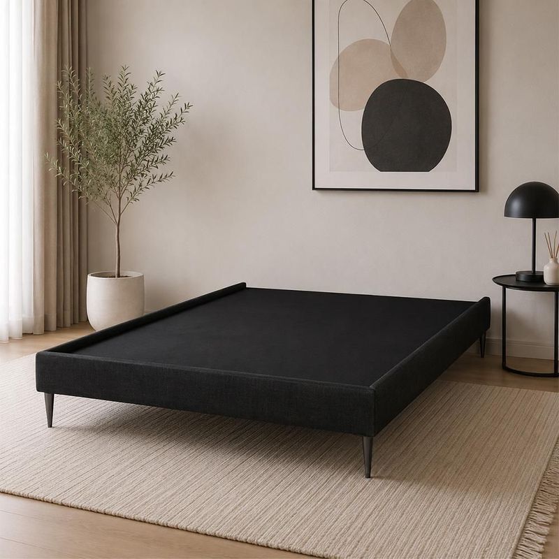 Base Cama Slim Matrimonial Rogga Negro RGH