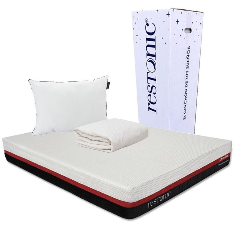 Colchon King Size Restonic Roll Negro+ Almohada One+ Protector Ultra RGH