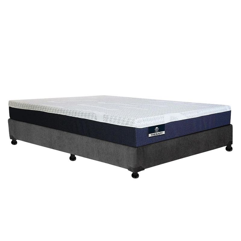 Colchon Queen Size Spring Air Therapy Azul+ Box+ Almohada One+ Protector Cloud+ Sabanas Softy RGH