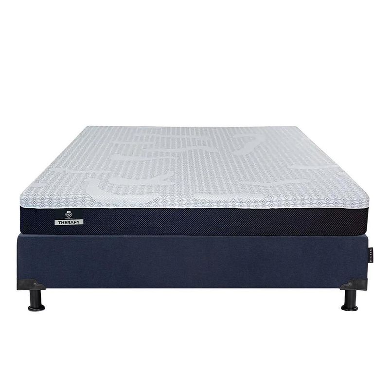 Colchon Queen Size Spring Air Therapy Azul+ Box+ Sabanas Softy CDZ