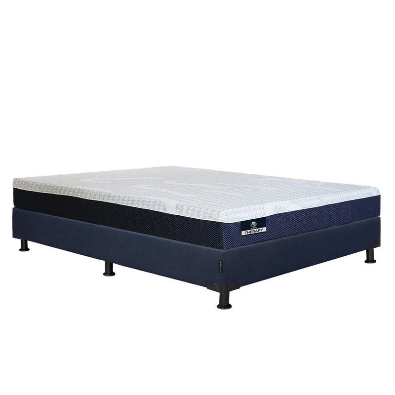 Colchon Queen Size Spring Air Therapy Azul+ Box+ Sabanas Softy CDZ