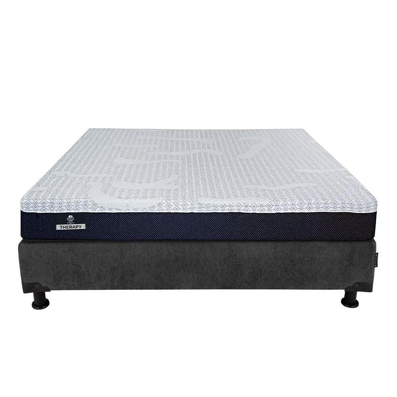 Colchon Queen Size Spring Air Therapy Azul+ Box+ Almohada One+ Protector Cloud CDZ