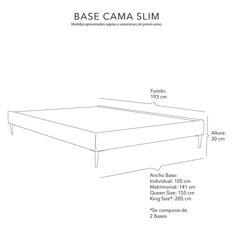 Base Cama Slim Queen Size Dicasa Gris Oscuro CDZ