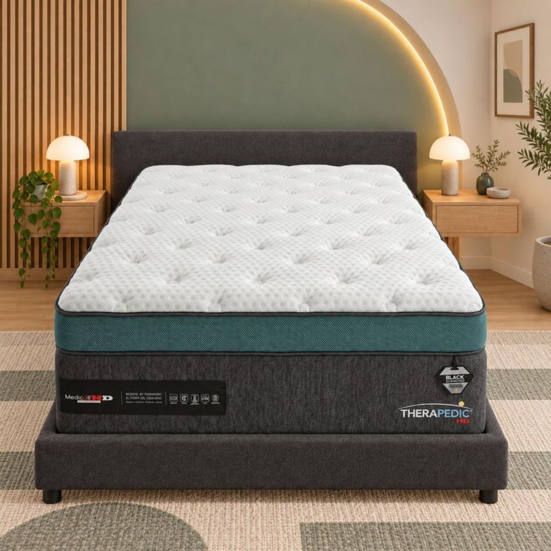 Colchon Therapedic Matrimonial Orto Medic Confort + Box Tapizado