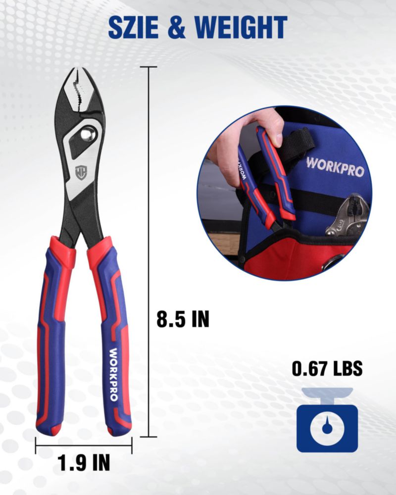 Alicates WORKPRO de 21 cm unión deslizante acero al carbono