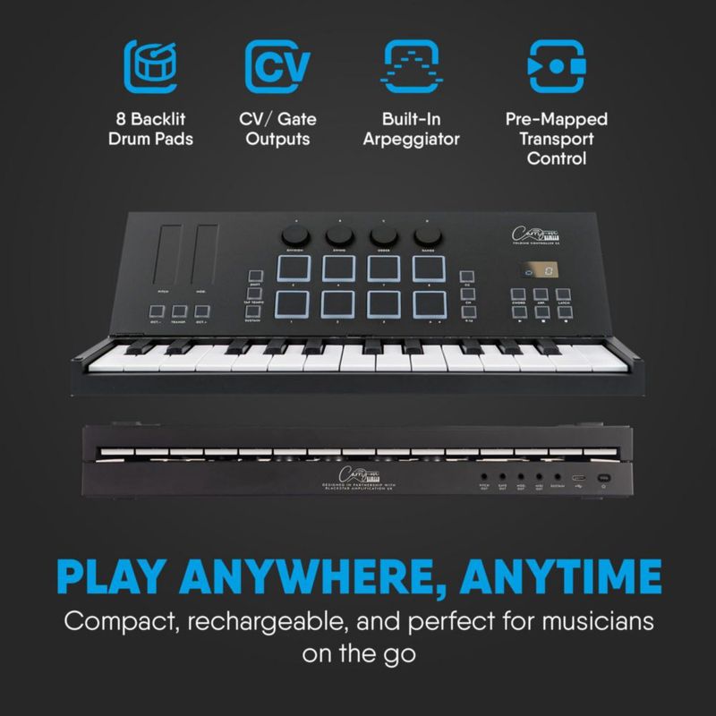Controlador MIDI Carry‑on de 25 teclas plegable con Bluetooth y USB