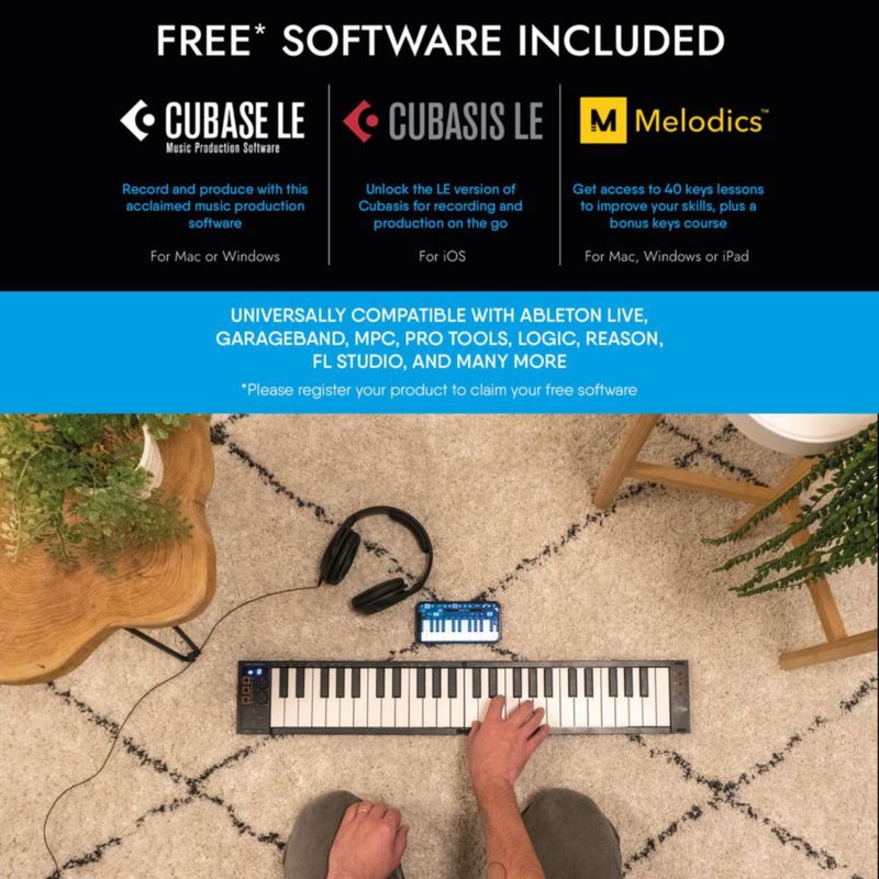 Controlador MIDI Carry‑on de 25 teclas plegable con Bluetooth y USB