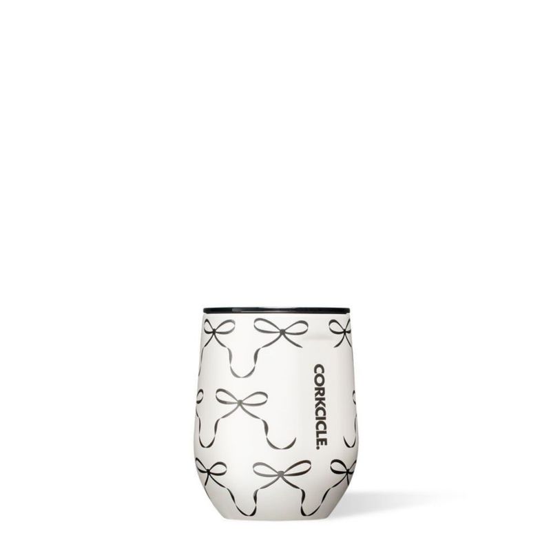 Vaso Térmico sin Base para Vino Corkcicle 355 ml con Lazos Negros y Tapa
