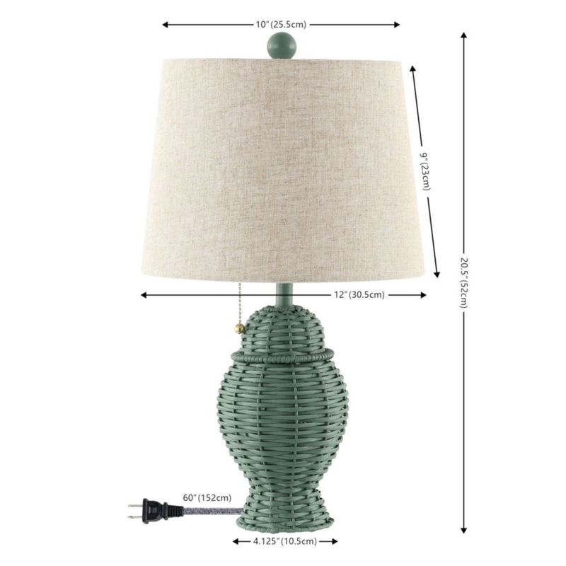 Lámpara de mesa JONATHAN Y 52 cm verde juego de 2 con cúpula beige