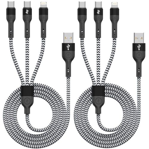 Cable de carga WEREOS 122 cm 3‑en‑1 trenzado (2 unidades)
