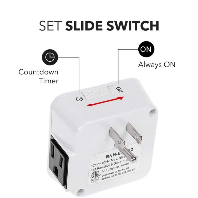 Temporizador BN‑LINK 12 h con incrementos de 15 min certificado ETL