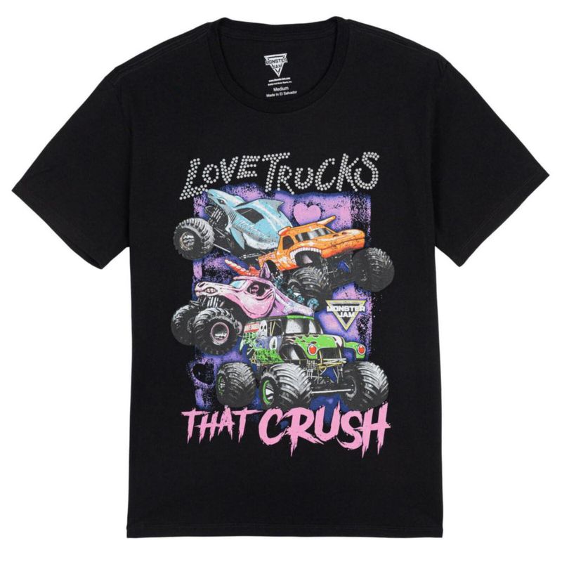 Camiseta Monster Jam negra talla mediana 100% algodón