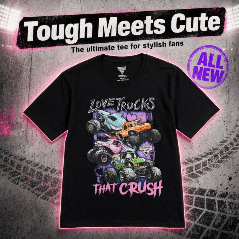 Camiseta Monster Jam negra talla mediana 100% algodón