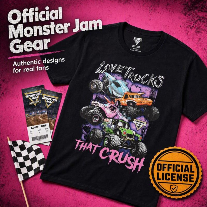 Camiseta Monster Jam negra talla mediana 100% algodón