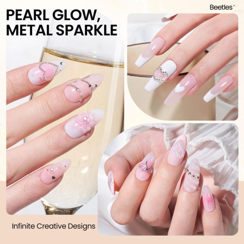 Encantos 3D para uñas beetles Gel Polish 15 g Oro Plata y Perlas