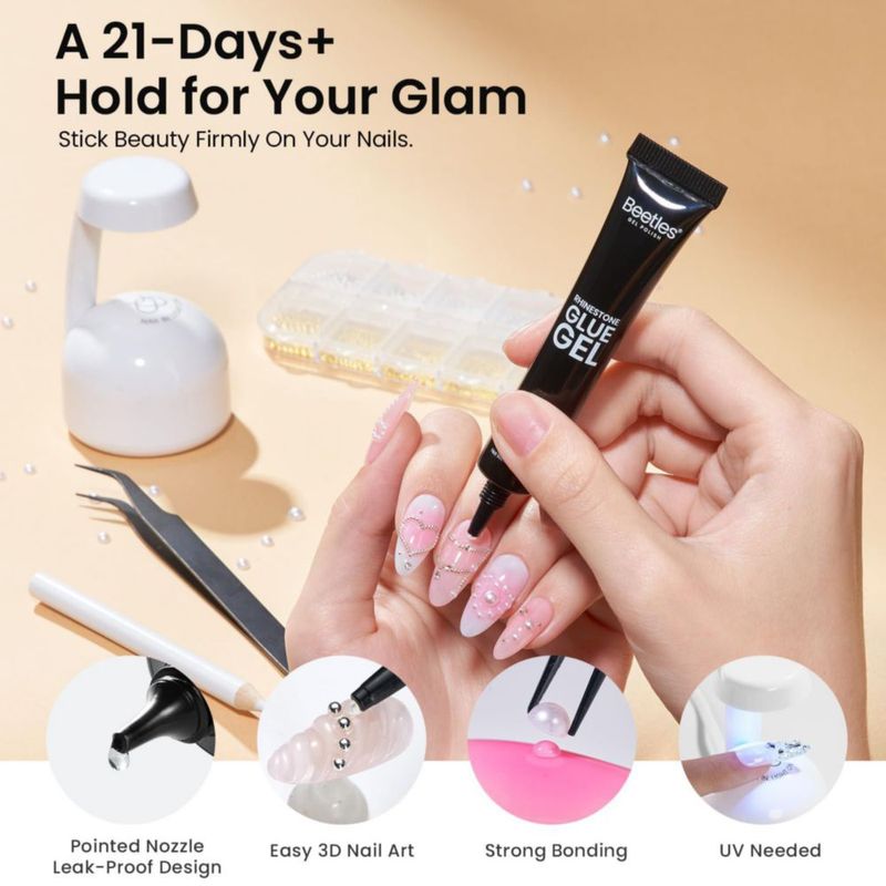 Encantos 3D para uñas beetles Gel Polish 15 g Oro Plata y Perlas