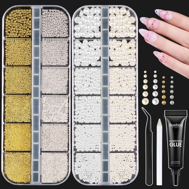 Encantos 3D para uñas beetles Gel Polish 15 g Oro Plata y Perlas
