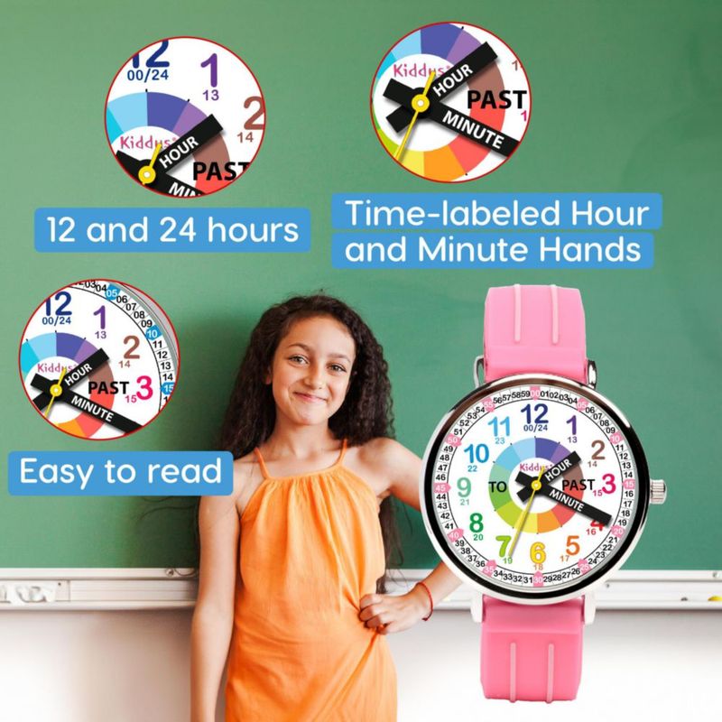 Reloj Educativo Kiddus para Niños 13‑17 cm Rosa