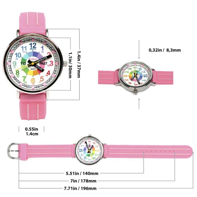 Reloj Educativo Kiddus para Niños 13‑17 cm Rosa