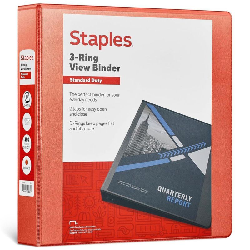 Carpeta de presentación Staples 38 cm 3 anillas naranja – 350 hojas