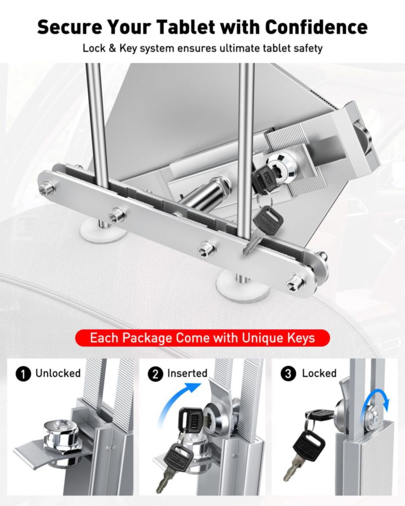 Soporte para Tablet AboveTEK 4-11" para Reposacabezas de Coche - Plata