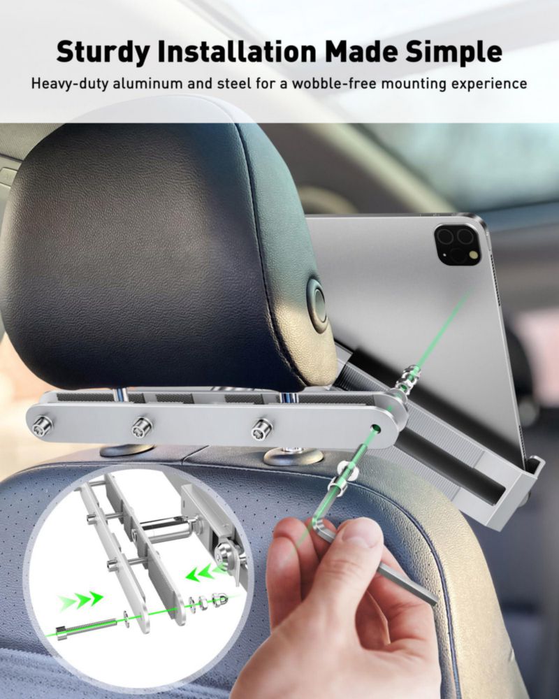 Soporte para Tablet AboveTEK 4-11" para Reposacabezas de Coche - Plata