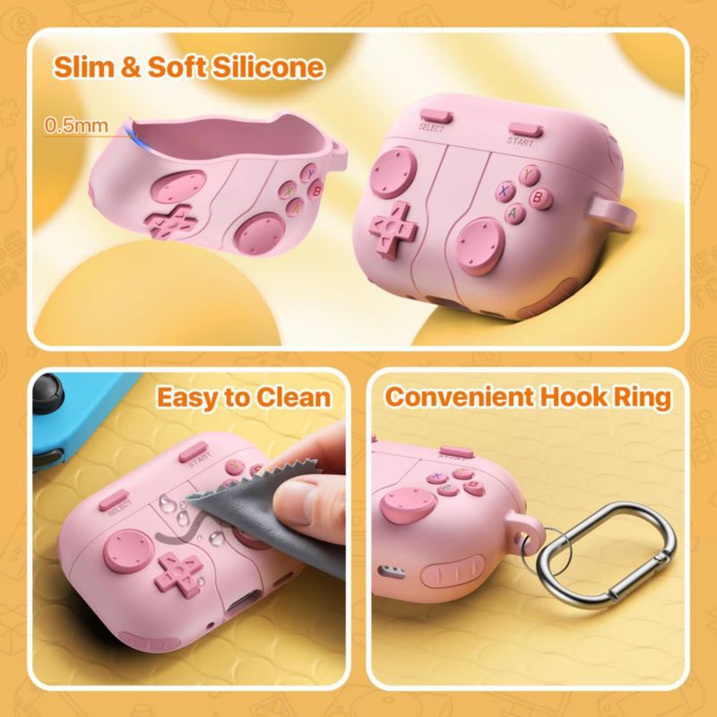 Funda rosa MoKo estilo consola de juegos para AirPods Pro 3