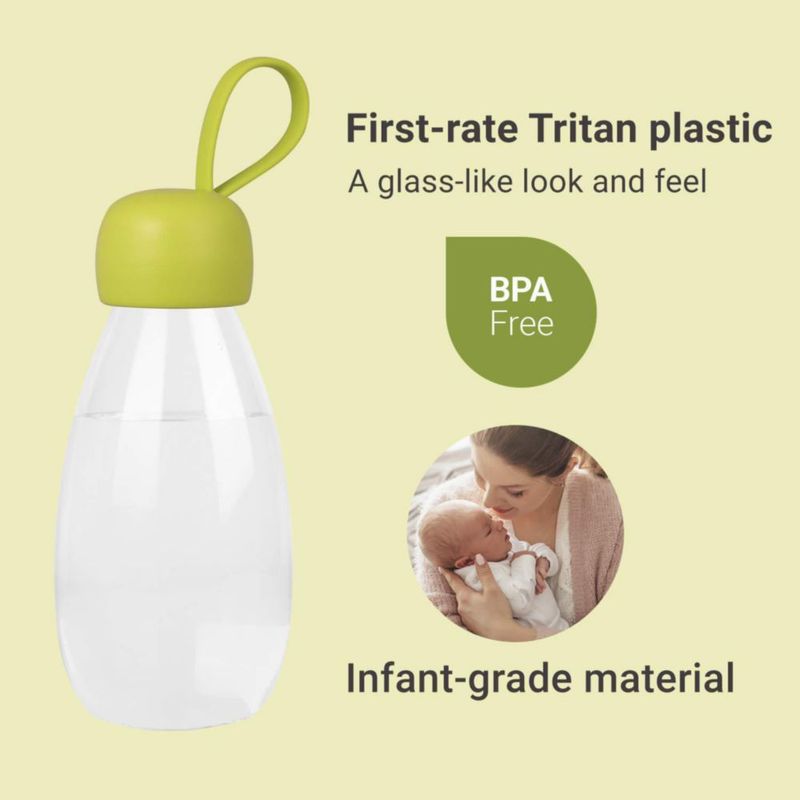 Botella de agua Emoi de 360 ml linda con correa - Verde