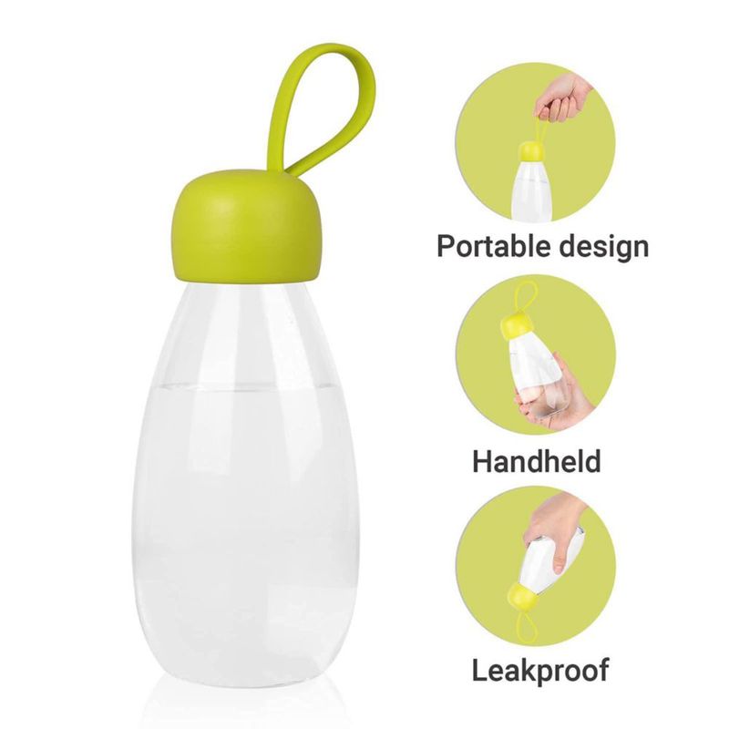Botella de agua Emoi de 360 ml linda con correa - Verde