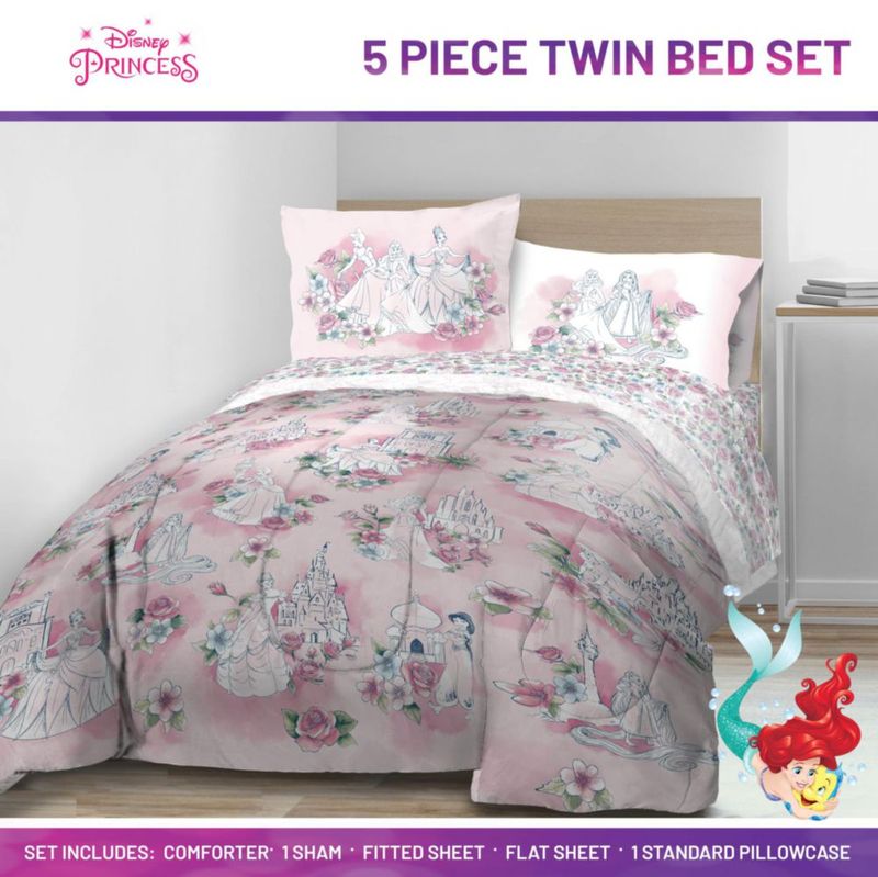 Juego de ropa de cama Jay Franco Twin 5 piezas Rosa Floral