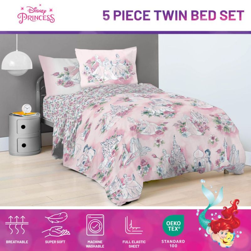 Juego de ropa de cama Jay Franco Twin 5 piezas Rosa Floral