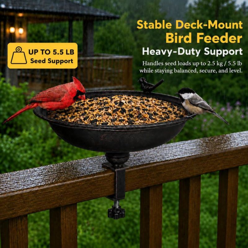 Bañera para aves Hongshifu 30 cm con clip para barandilla de terraza