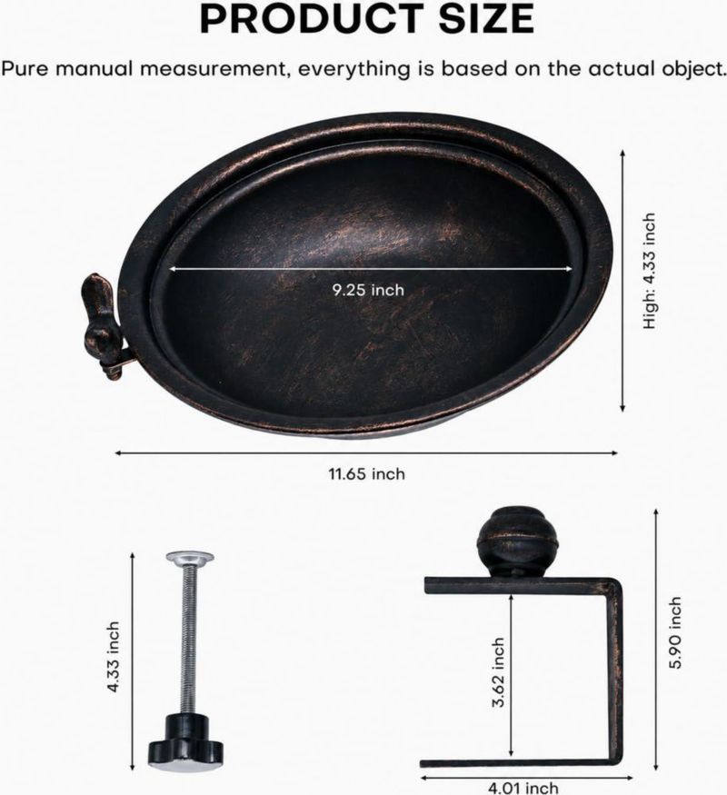 Bañera para aves Hongshifu 30 cm con clip para barandilla de terraza