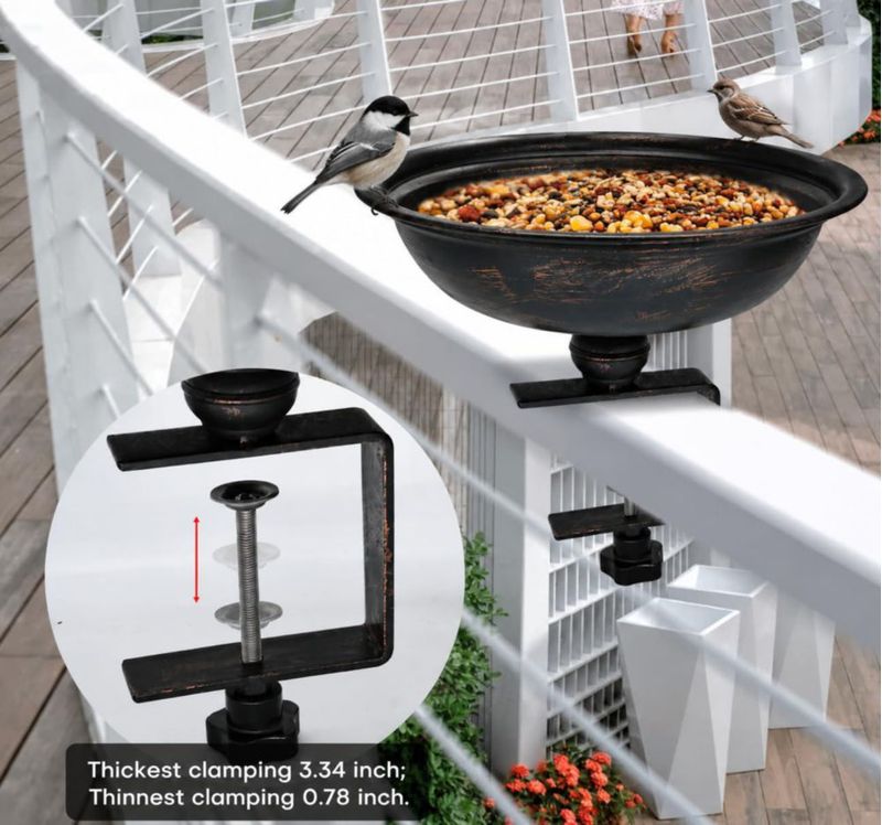 Bañera para aves Hongshifu 30 cm con clip para barandilla de terraza