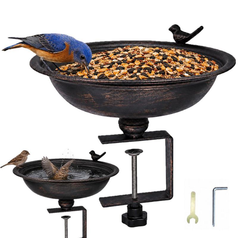 Bañera para aves Hongshifu 30 cm con clip para barandilla de terraza