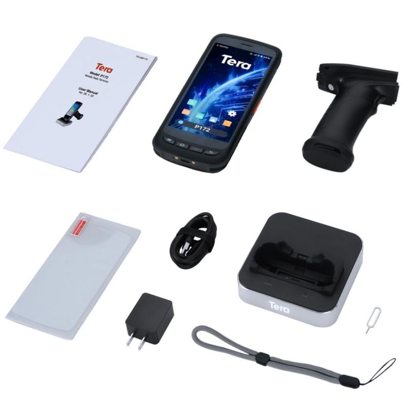 Escáner de códigos de barras Tera P172 Android 13 con agarre tipo pistola y batería de 8000 mAh