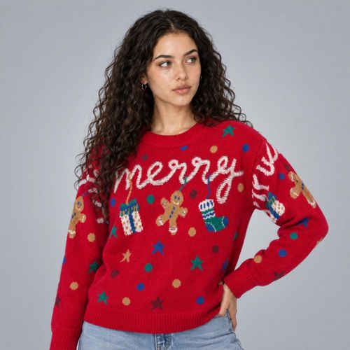 Sueter Navideño Quarry Con Estampado Rojo Para Mujer