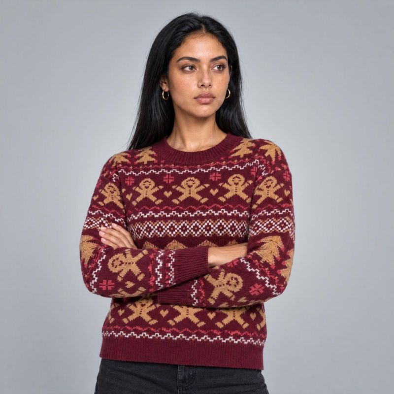 Suéter Navideño Con Estampado Vino Para Mujer Quarry