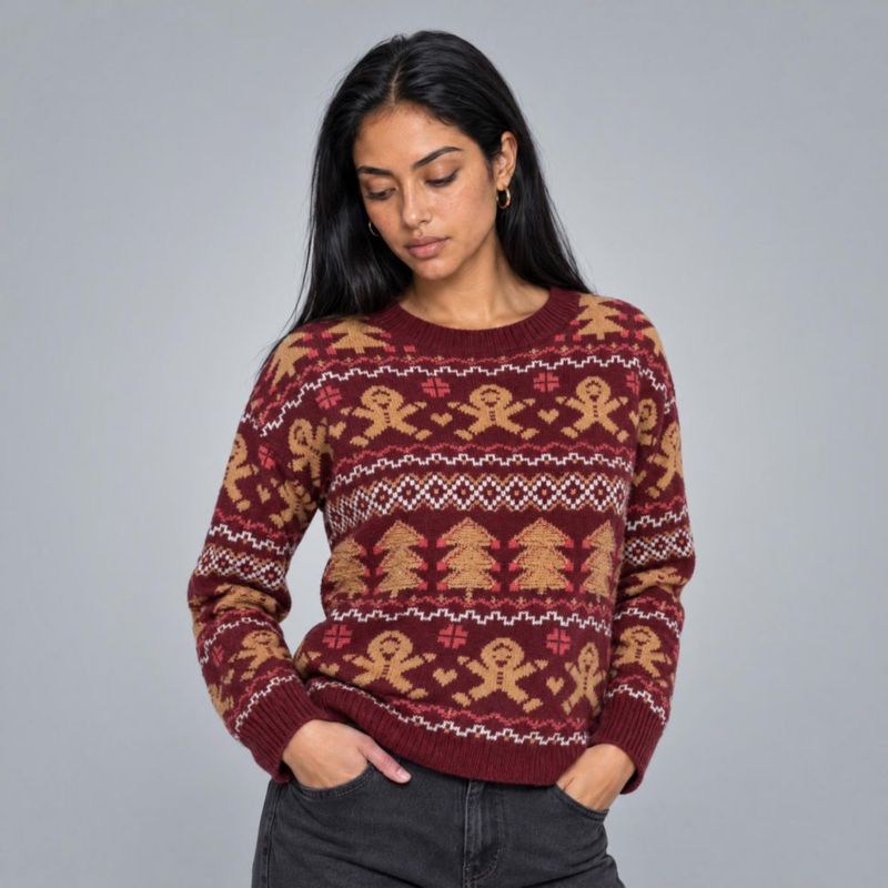 Suéter Navideño Con Estampado Vino Para Mujer Quarry