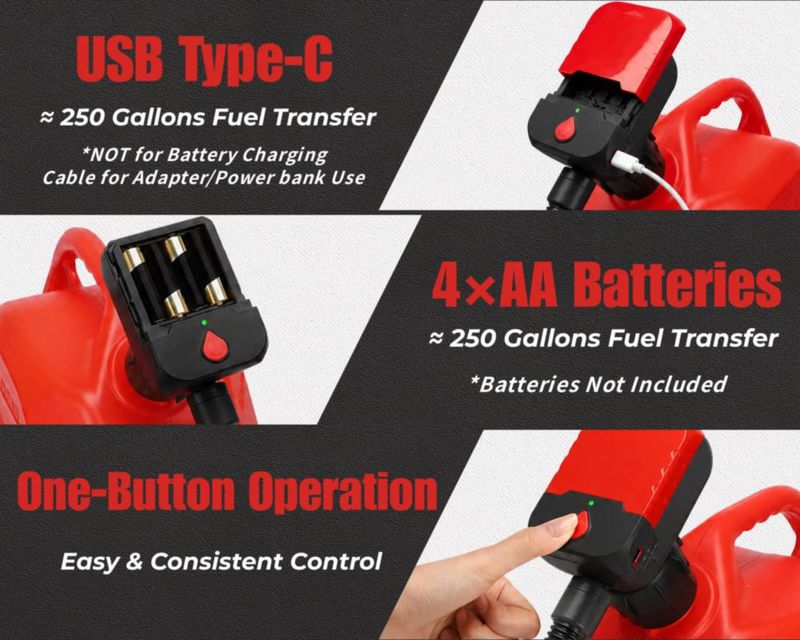 Bomba de combustible MISFANS 3.8 GPM con parada automática USB/Batería