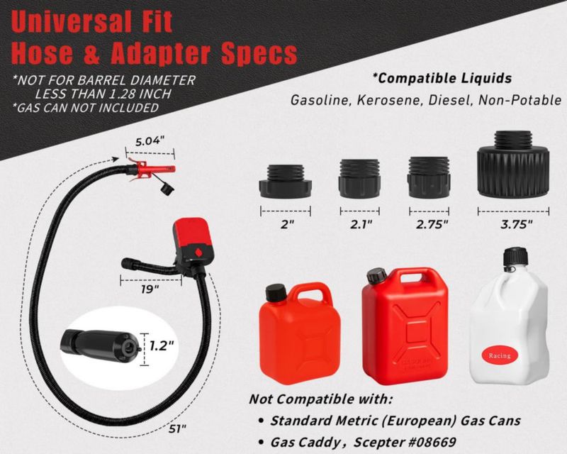 Bomba de combustible MISFANS 3.8 GPM con parada automática USB/Batería