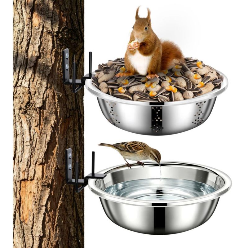 Alimentador para Ardillas Gnodry con Cuenco Metálico de 21 cm y 14 L