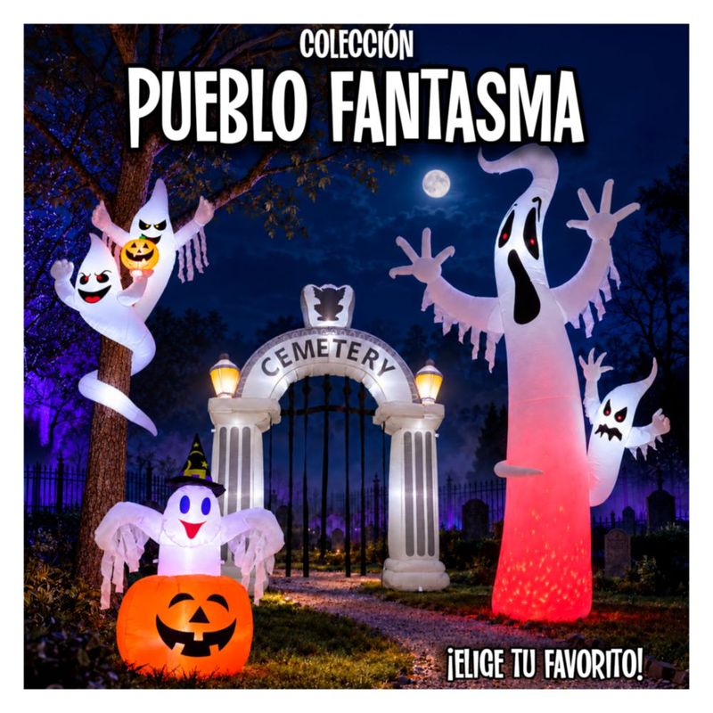 Inflable Halloween Fantasma Gigante 360cm JARDIMEX con Luces LED Decoracion Terror para Exterior Jardin Patio Casa Fiesta Halloween