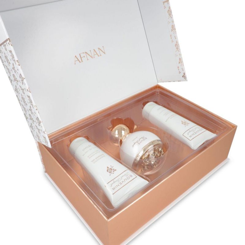 SET AFNAN SOUVENIR FLORAL BOUQUET 3PZS 100ML EDP SPRAY/ BODY LOTION 100ML/ SHOWER GEL 100ML